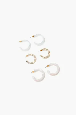 Marble Open-End Hoop Earring Set