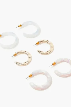 Marble Open-End Hoop Earring Set