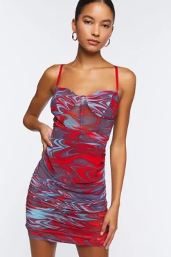 Marble Print Bustier Mini Dress