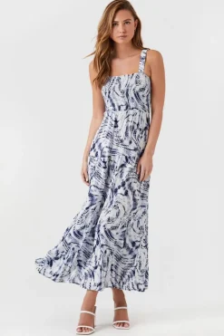 Marble Print Caged Maxi Dress