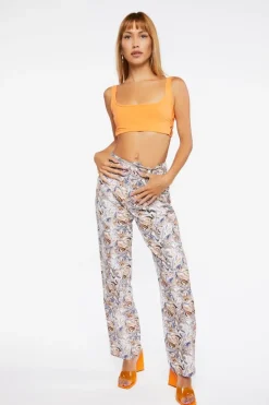Marble Print Canvas Pants