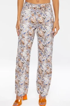 Marble Print Canvas Pants