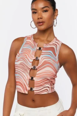 Marble Print Cutout Tank Top