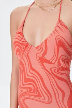 Marble Print Halter Dress