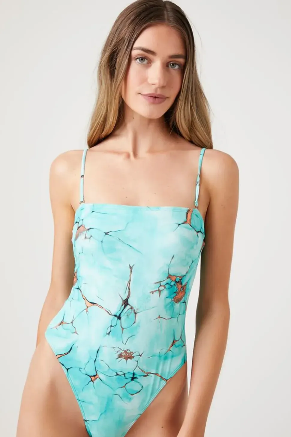Marble Print One-Piece Swimsuit