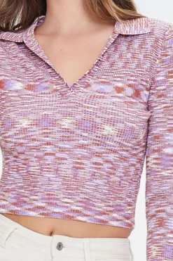 Marled Knit Cropped Sweater