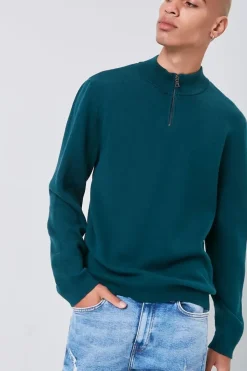 Marled Knit Half-Zip Sweater