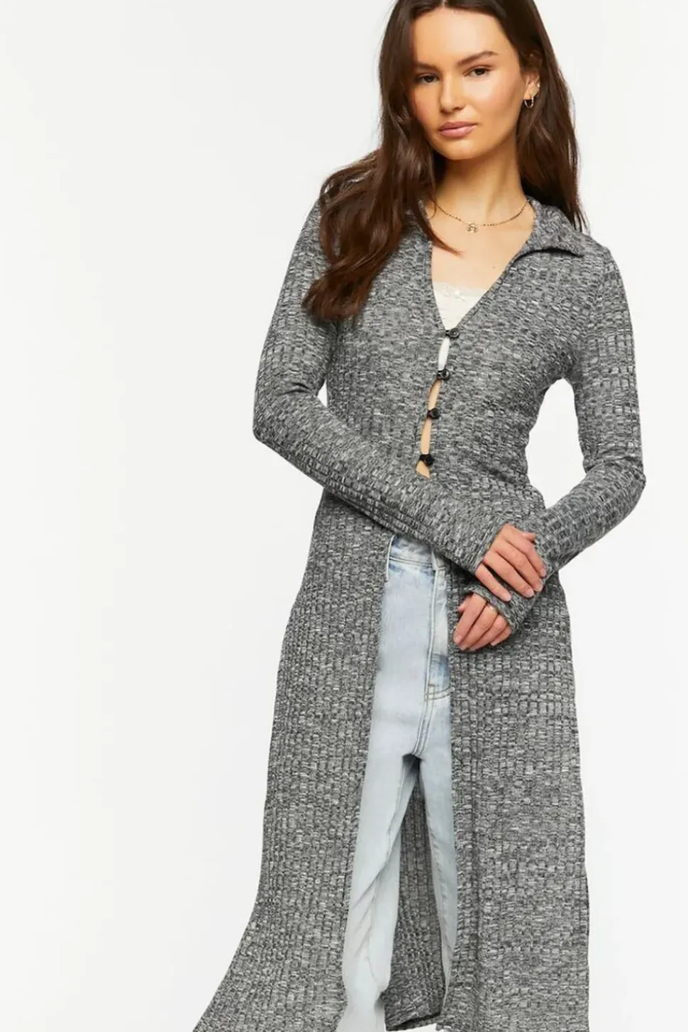 Marled Longline Cardigan Sweater