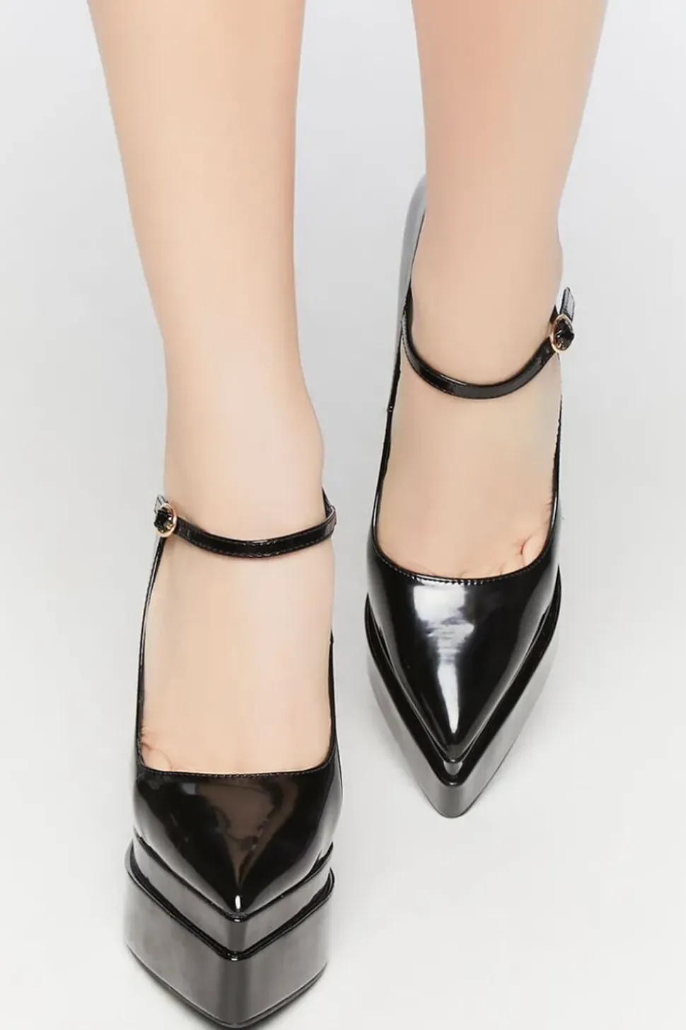 Mary Jane Pointed-Toe Platform Heels