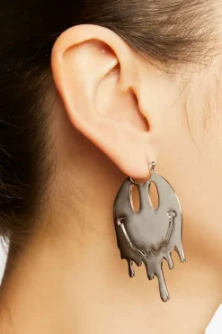 Melting Happy Face Hoop Earrings