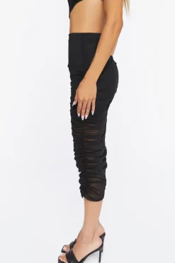 Mesh Bodycon Midi Skirt
