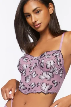 Mesh Butterfly Balconette Bra