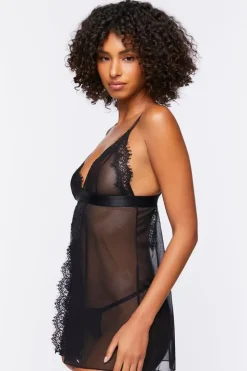 Mesh Cami & Thong Lingerie Set