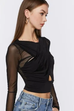 Mesh Combo Crossover Top