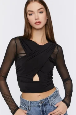 Mesh Combo Crossover Top