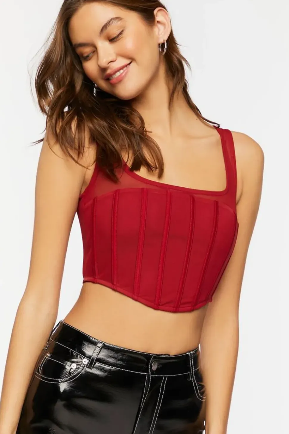 Mesh Corset Crop Top