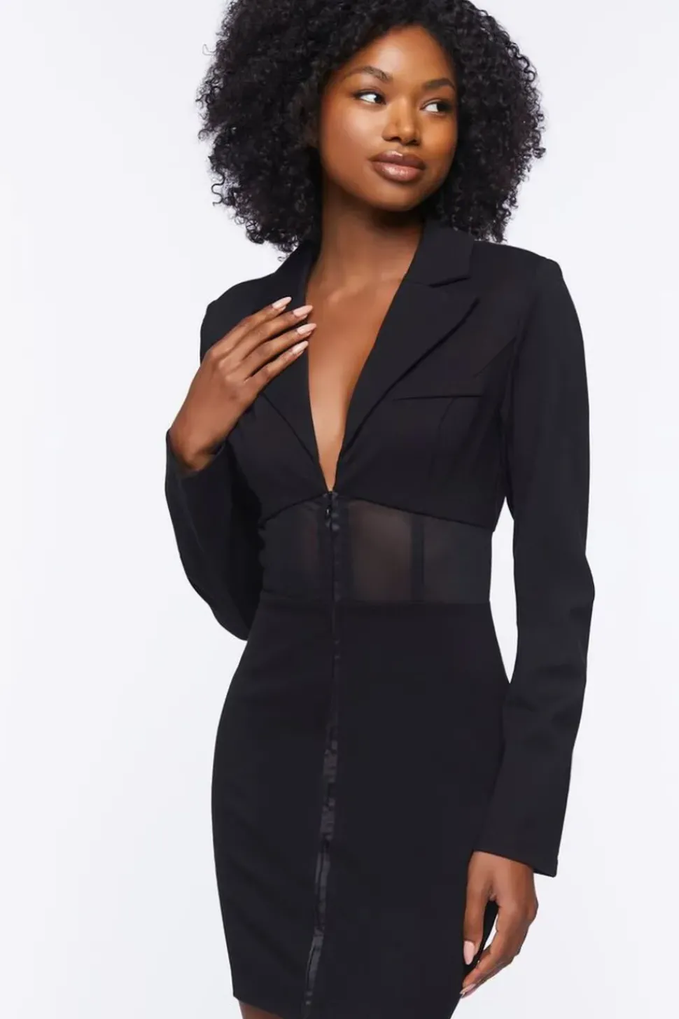 Mesh Cutout Blazer Mini Dress