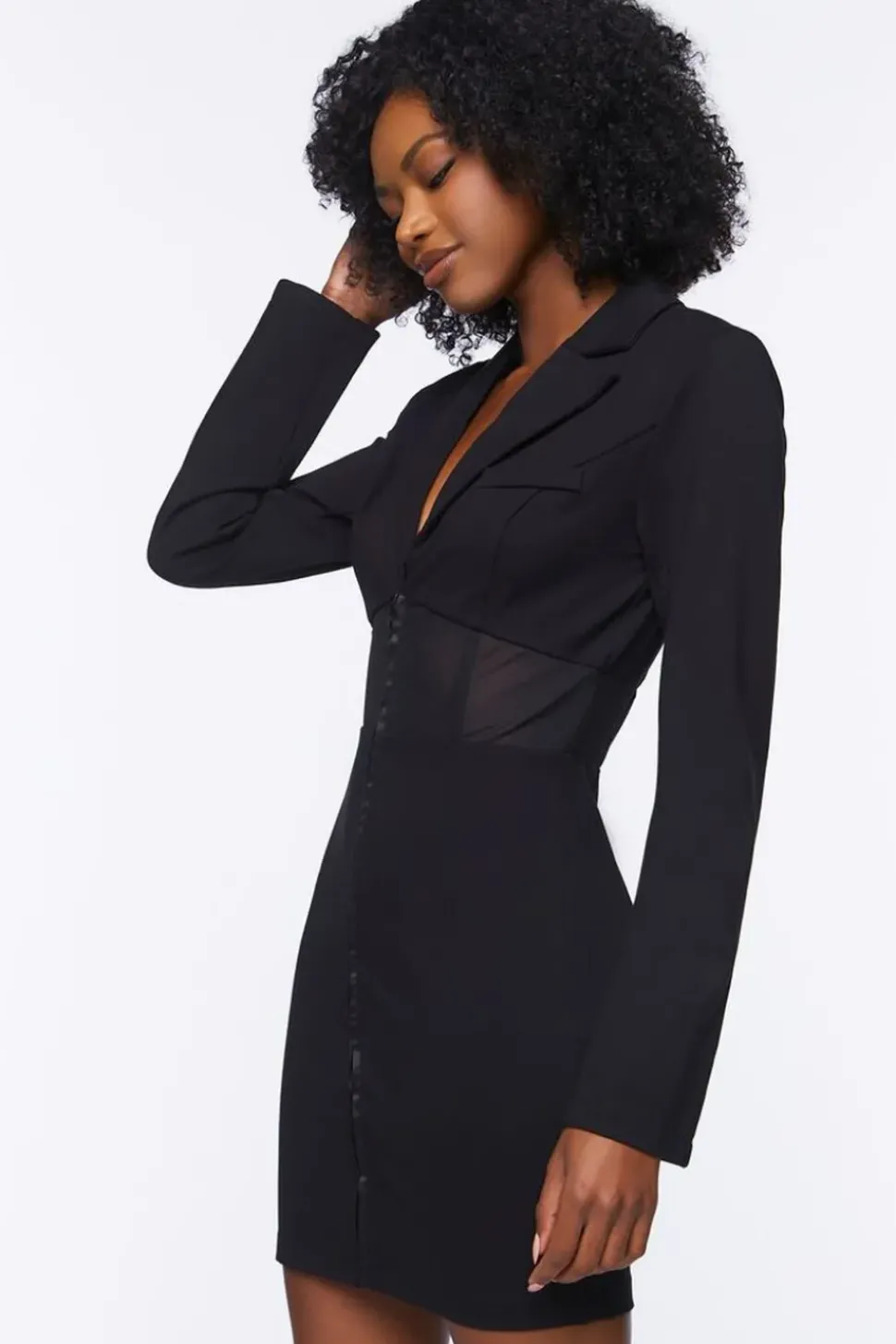 Mesh Cutout Blazer Mini Dress