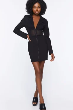 Mesh Cutout Blazer Mini Dress