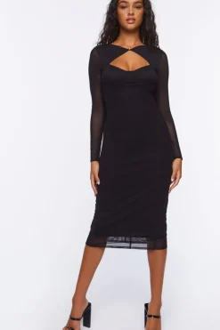 Mesh Cutout Midi Dress