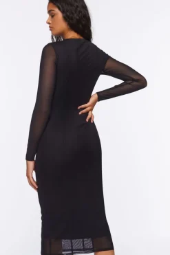 Mesh Cutout Midi Dress