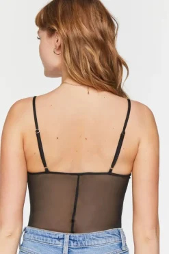 Mesh Eyelash-Lace Cami Bodysuit
