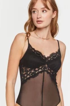 Mesh Eyelash-Lace Cami Bodysuit