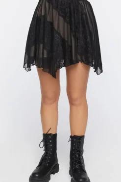 Mesh Handkerchief Mini Skirt