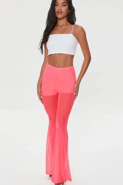 Mesh High-Rise Flare Pants