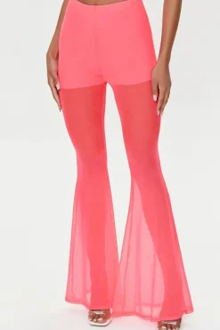 Mesh High-Rise Flare Pants