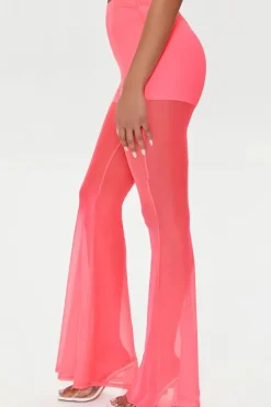 Mesh High-Rise Flare Pants