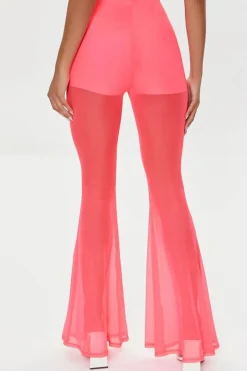Mesh High-Rise Flare Pants