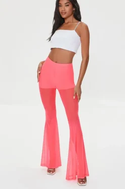 Mesh High-Rise Flare Pants