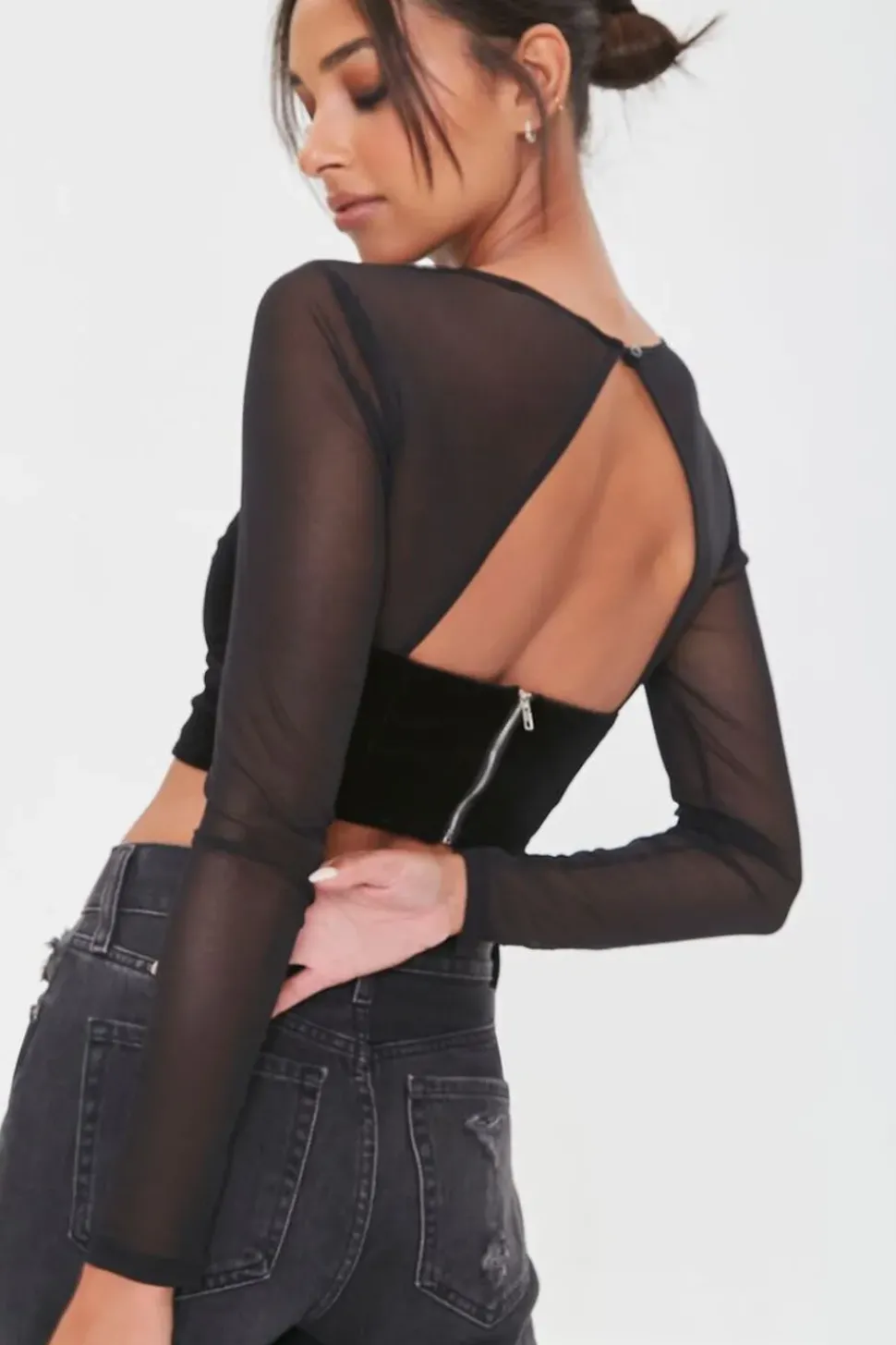 Mesh Illusion Crop Top