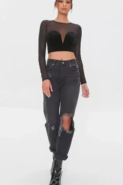 Mesh Illusion Crop Top