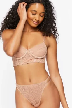 Mesh Leopard Print Thong Panties