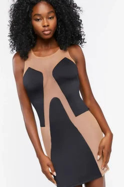 Mesh Panel Mini Dress