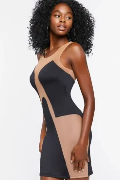 Mesh Panel Mini Dress