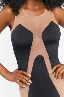 Mesh Panel Mini Dress