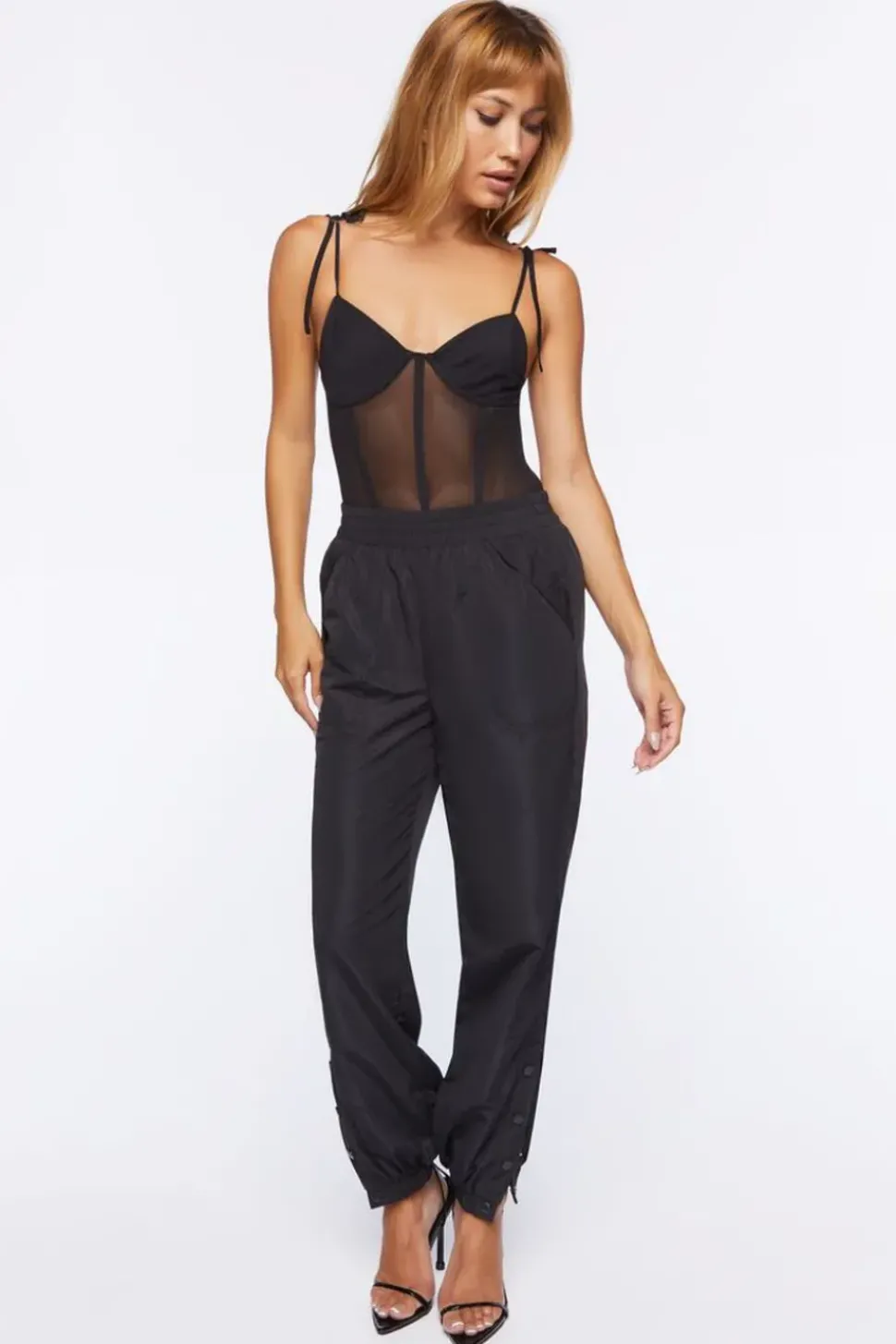 Mesh Tie-Strap Bodysuit