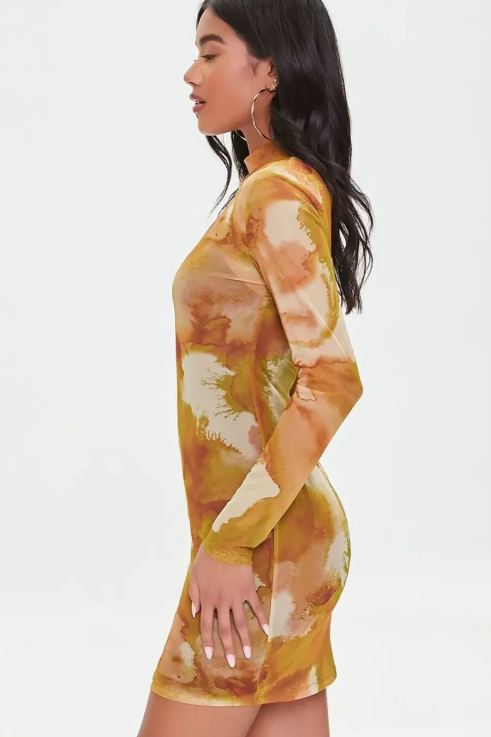 Mesh Watercolor Print Dress