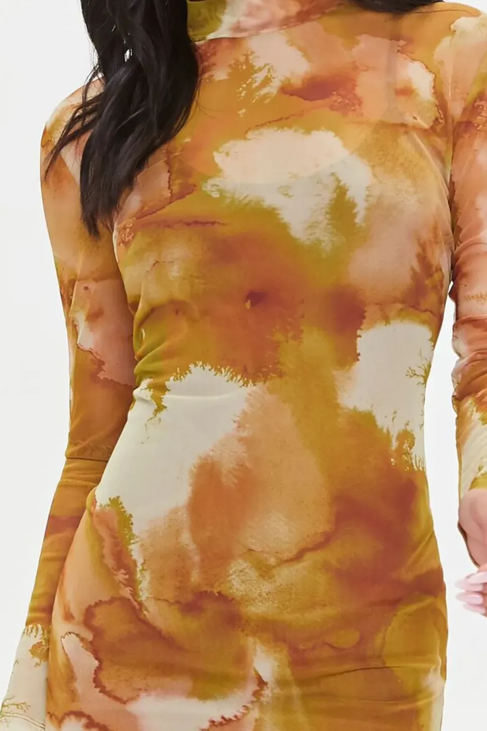 Mesh Watercolor Print Dress