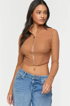 Mesh Zip-Up Crop Top