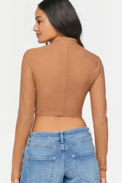 Mesh Zip-Up Crop Top