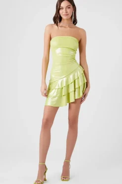 Metallic Asymmetrical Tube Dress