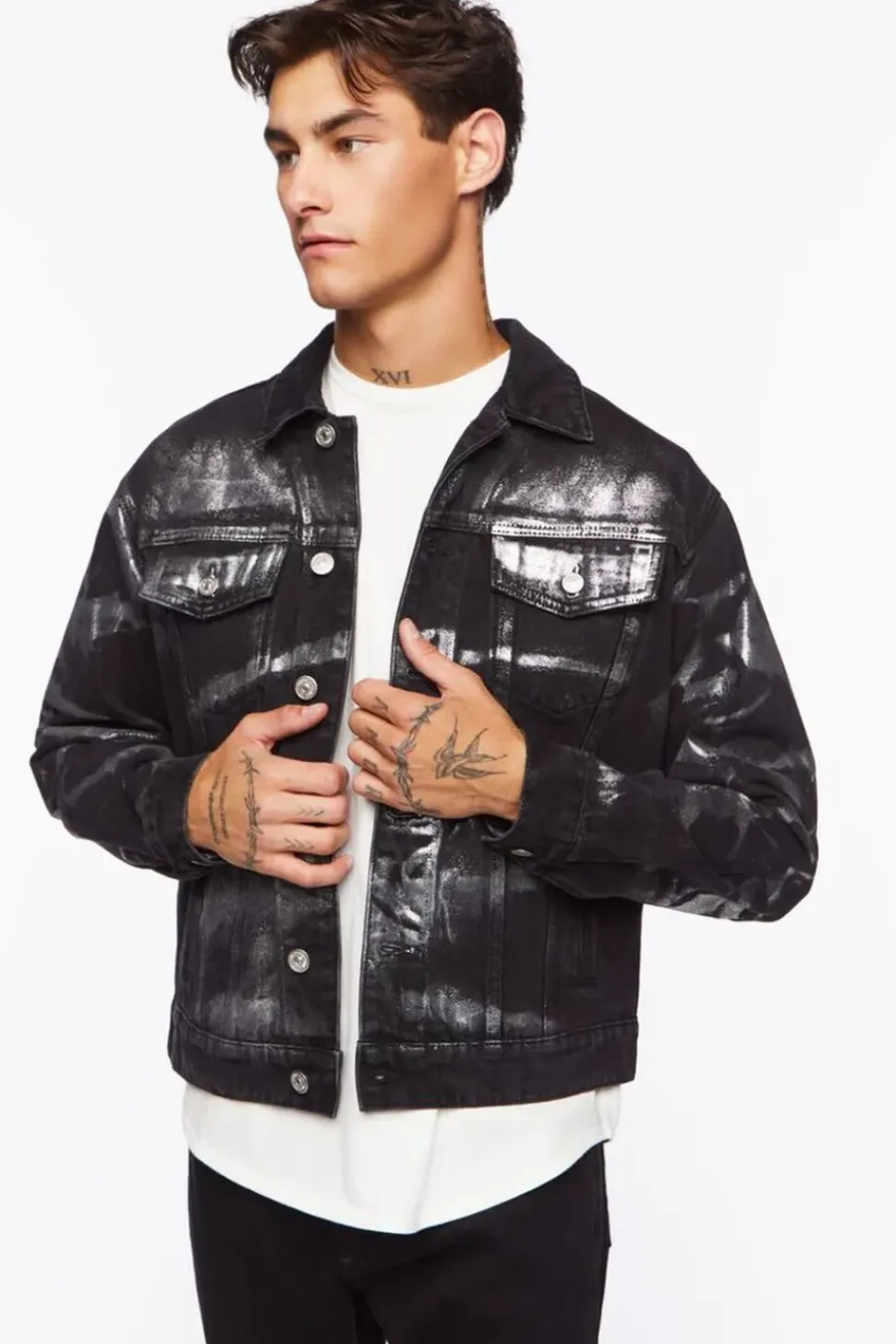 Metallic Denim Trucker Jacket