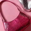 Metallic Faux Croc Leather Shoulder Bag