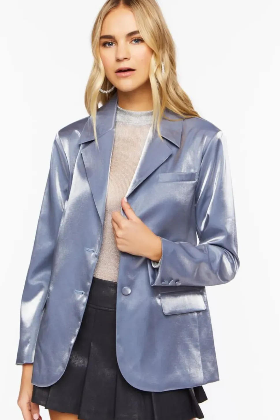 Metallic Single-Breasted Blazer