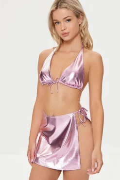 Metallic Swim Cover-Up Skirt