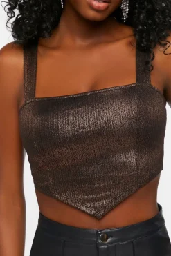 Metallic V-Hem Crop Top
